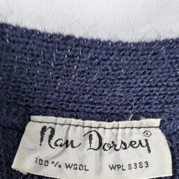 VTG Navy Blue Wool Knit Button Front Sweater Vest Academia Revival - Picture 5 of 5